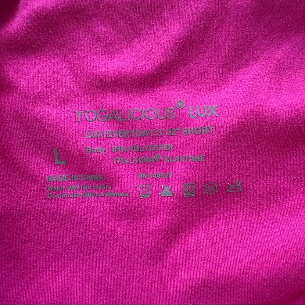 Yogalicious Lux Hot Pink Biker Athletic Shorts, Large - Picture 2 of 5